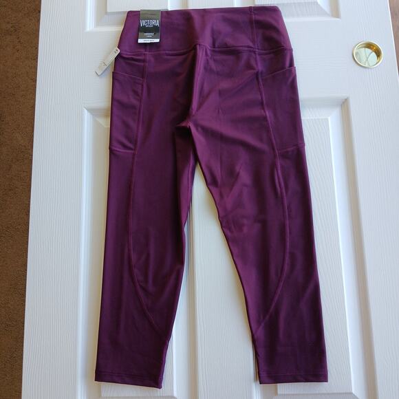 Victoria Sport Knockout Pocket Capri Leggings M plum purple VSD activewear - Picture 3 of 12